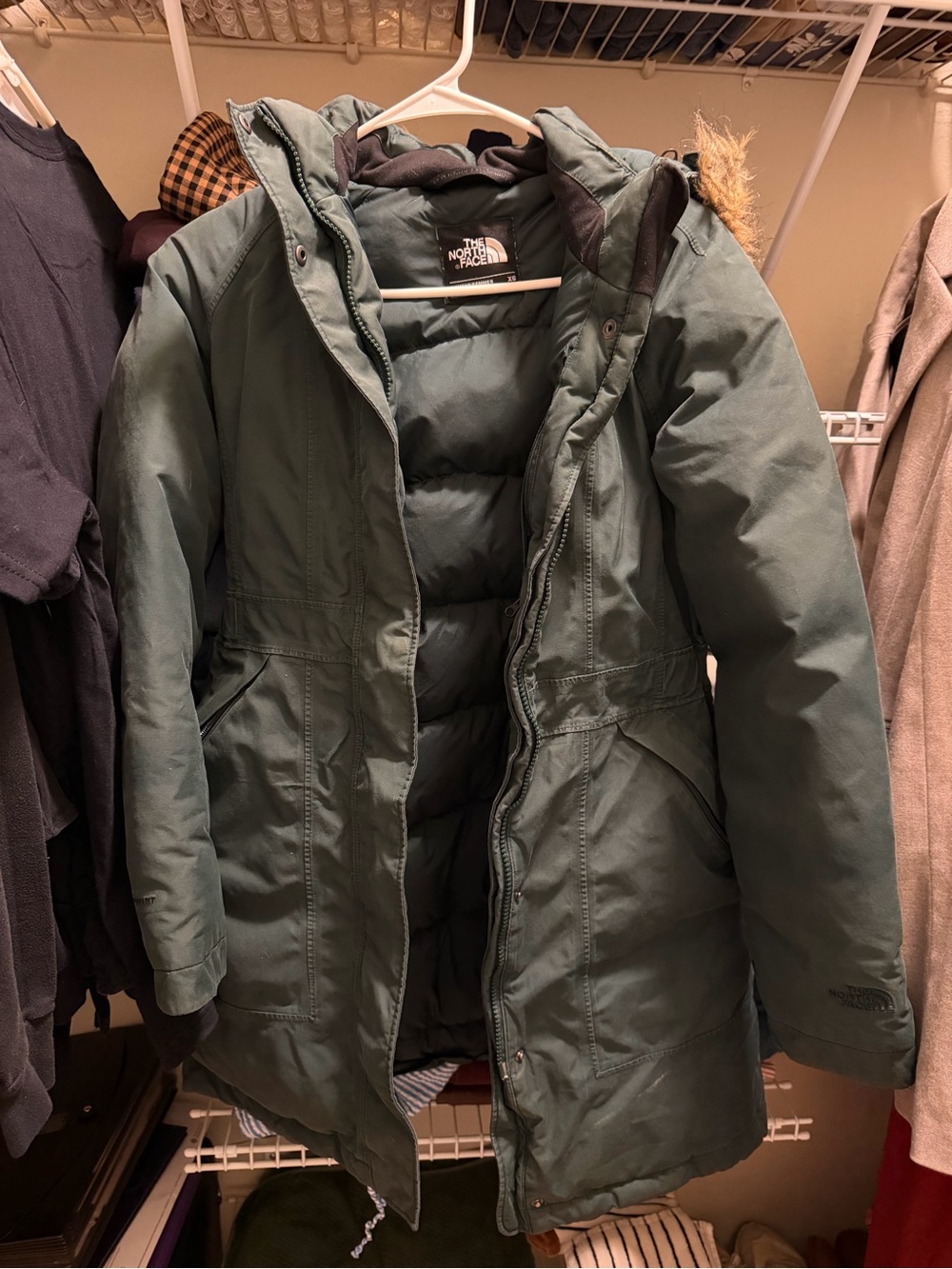 The North Face Forest Green Insulated Parka with Hood